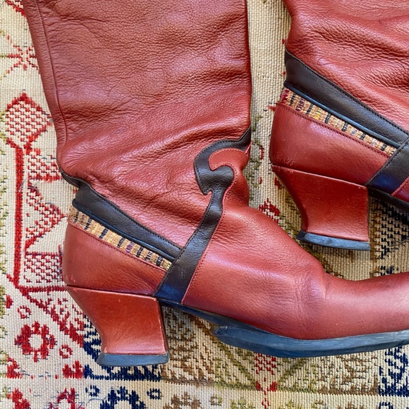 John Fluevog Boots Thanks Amazing Rust Brown Leather Size 8 - Picture 4 of 14